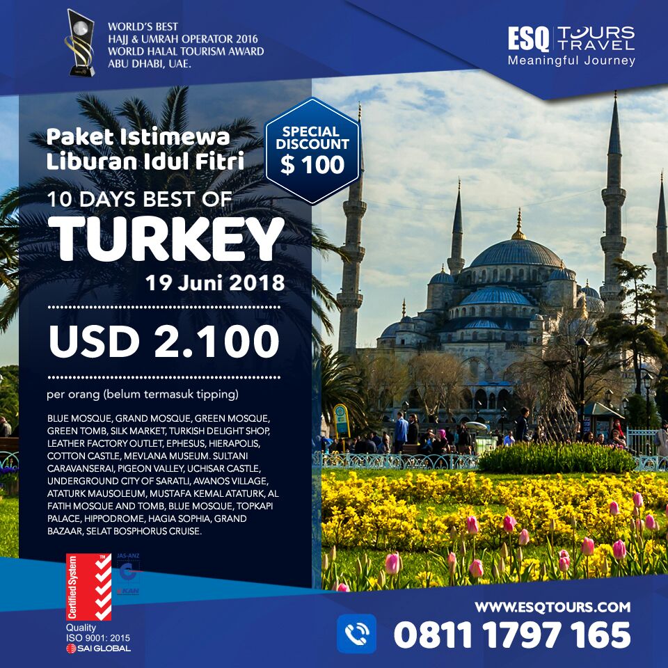 ESQ Tours Travel | Paket Tour muslim wisata halal Turki | liburan idul fitri turki