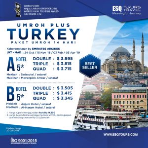 ESQ Tours Travel | Harga paket umroh plus turki 2018 | paket umroh plus turki 2019