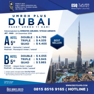 ESQ Tours Travel Umroh Plus Dubai desember akhir tahun 2018